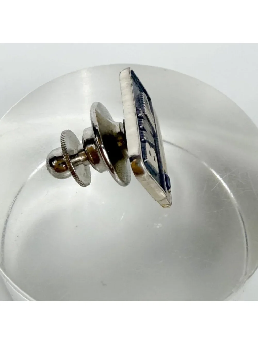 Vtg BWP Burbank Water Power Sterling Silver Sapphire Employee Tie Tack Pinback